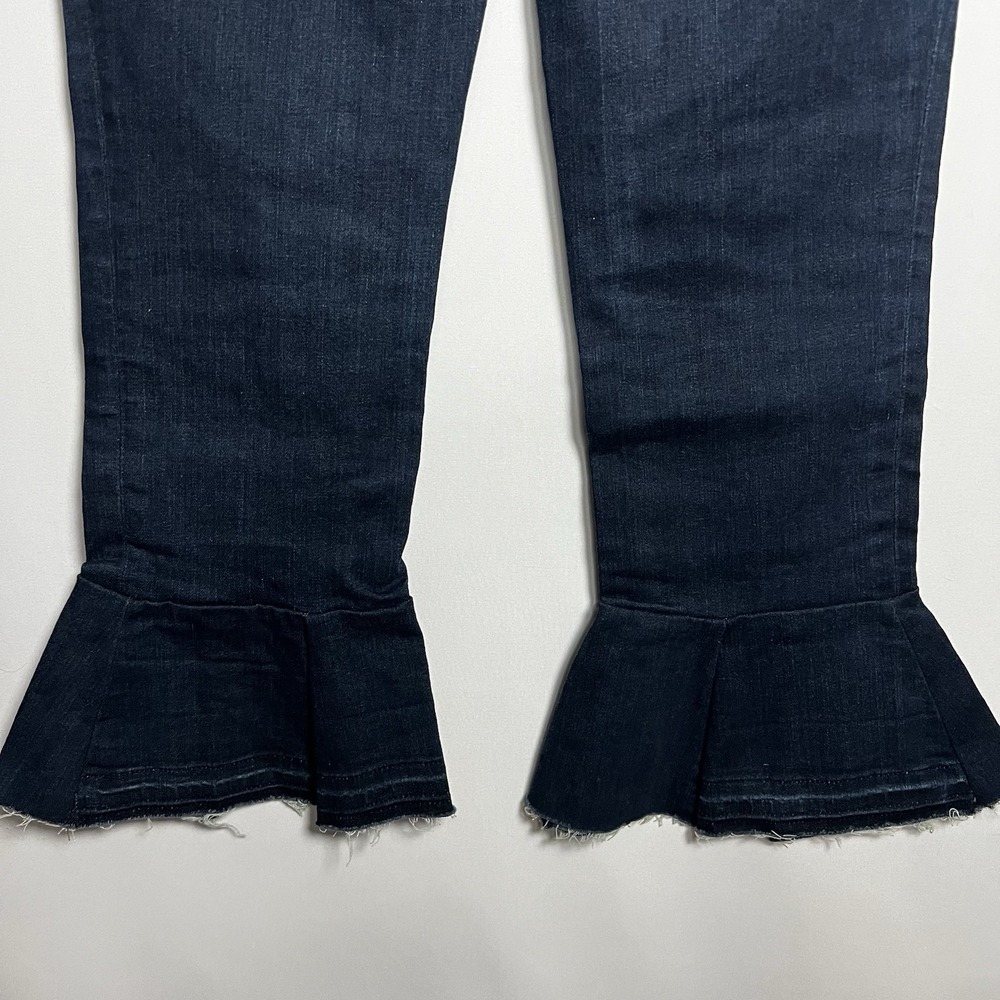 Eddie Bauer Pants Women Waist 27"‎ Dark Wash Reworked Denim Crop Flare Jeans - Picture 5 of 10